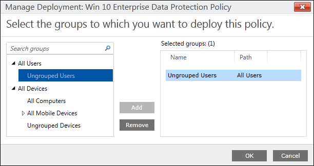 Microsoft Intune: Pick the group of employees that should get the policy