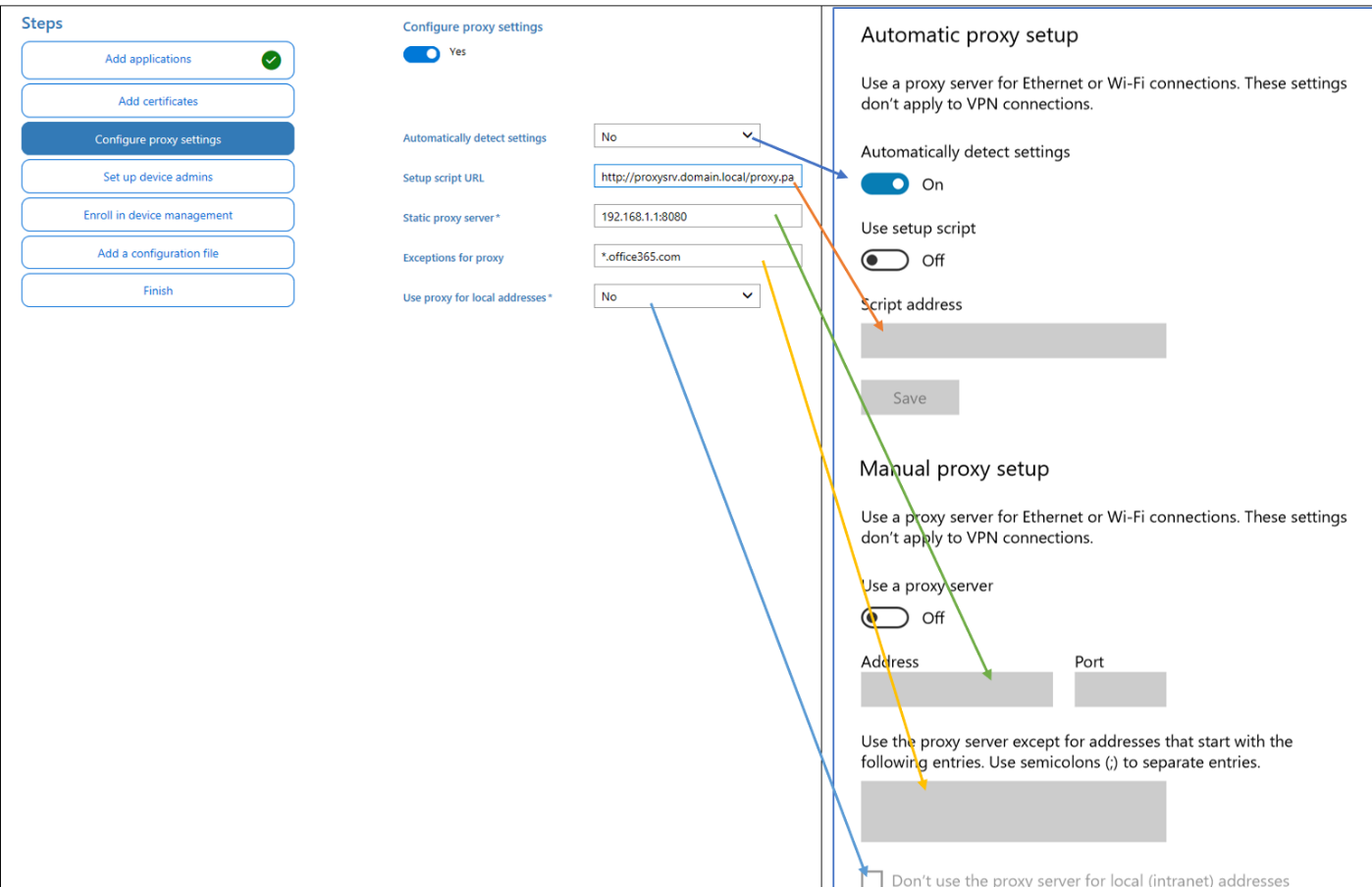Configure proxy settings