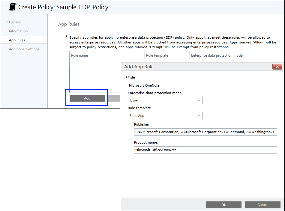 Microsoft Intune, Add a store app to your policy