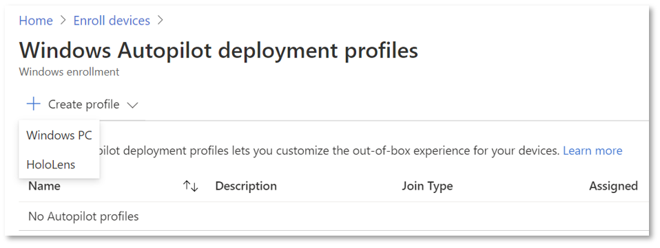 Create deployment profile.