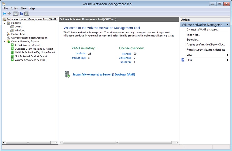 VAMT user interface
