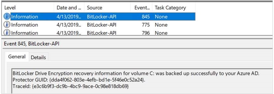 Event ID 845, as shown in Event Viewer.