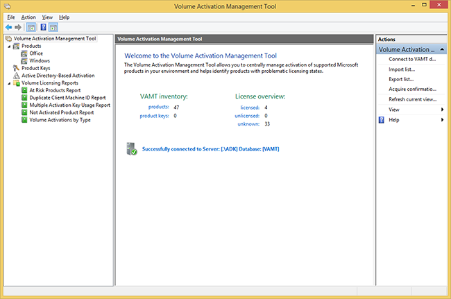 The updated Volume Activation Management Tool.