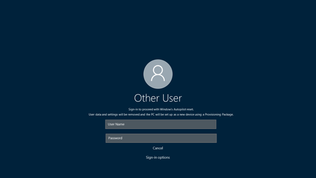 Custom login screen for Autopilot Reset.