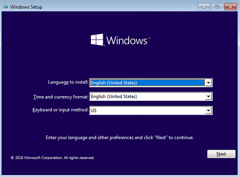 Windows setup example 1