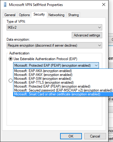 vpn self host properties window