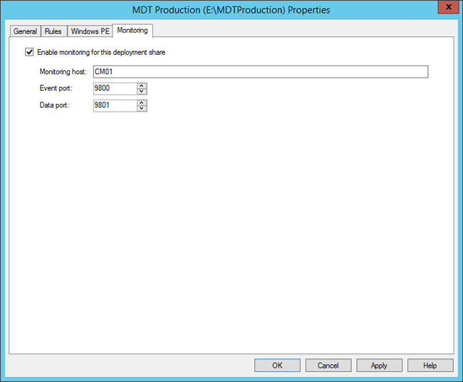 Enable MDT monitoring for Configuration Manager