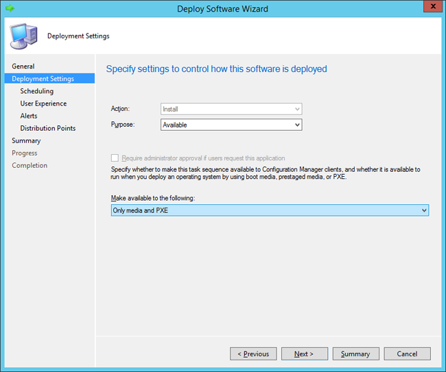 Configure the deployment settings