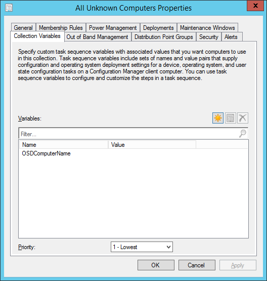 Configure a collection variable