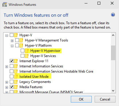 Turn Windows features on or off
