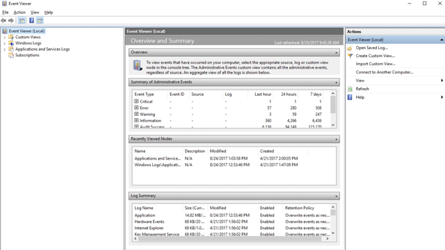 Animation highlighting the create custom view option on the Event viewer window 