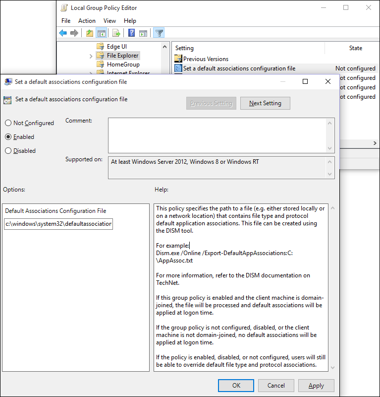 set default associations group policy setting