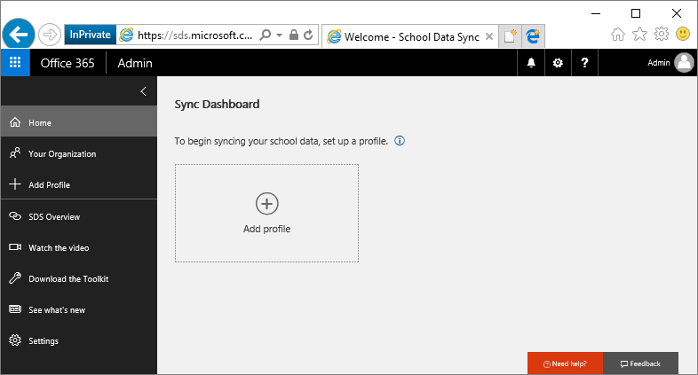 Screenshot that shows creating a new profile