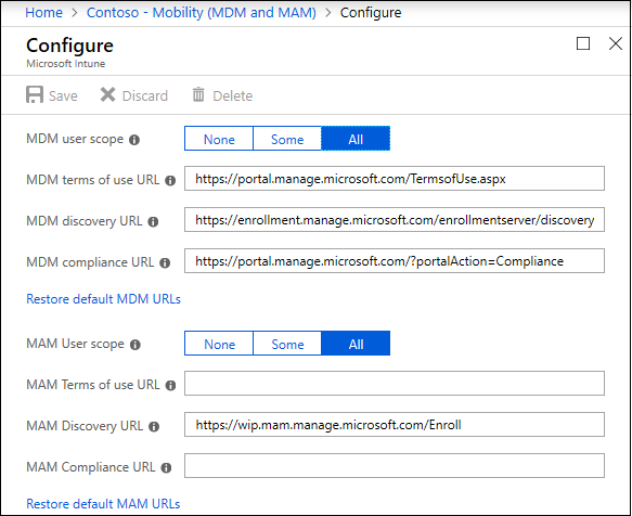 Configure MDM or MAM provider