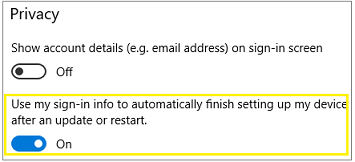 Screenshot of automatic sign-in setting.
