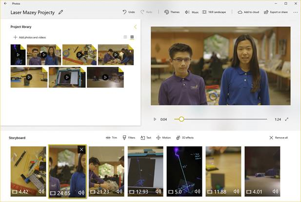 Photos app layout showing videos added in previous steps