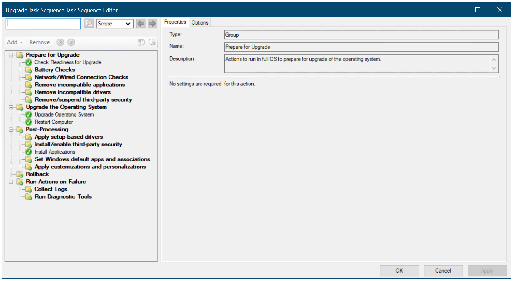The upgrade task sequence