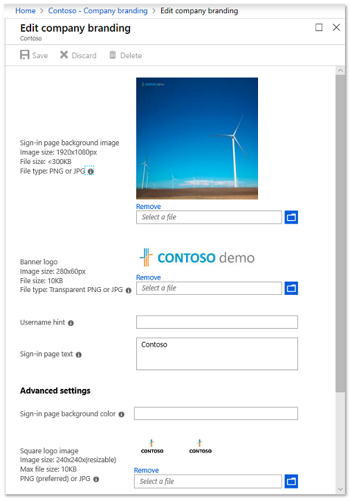 Configure company branding