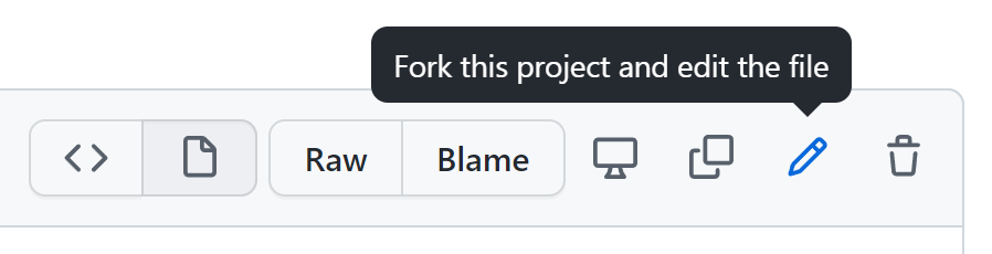 GitHub Web, showing the Pencil icon.