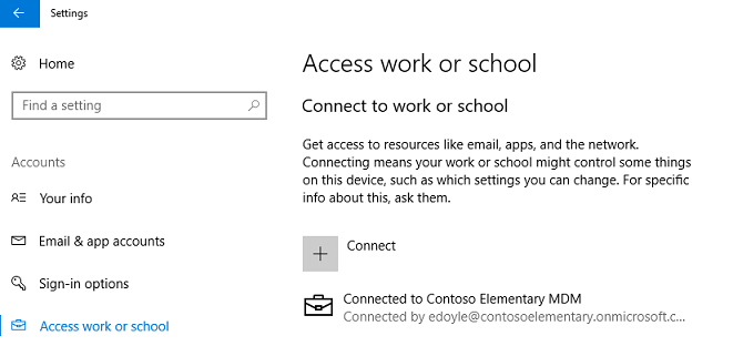 Device is connected to organization's MDM