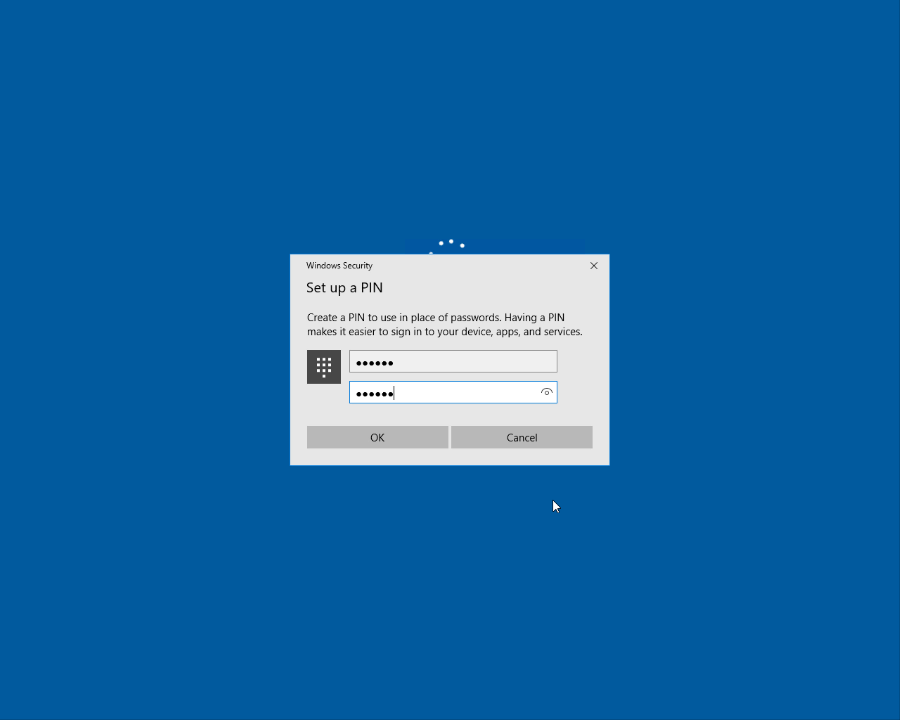 Create a PIN during provisioning