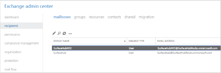 image showing exchange admin center.