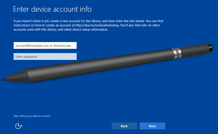 Image showing Enter device account info page.