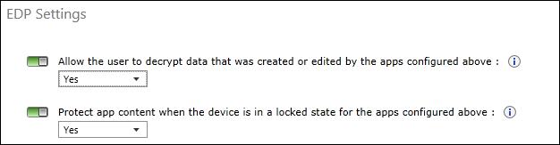 Microsoft Intune: Optional EDP settings