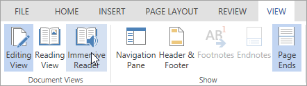 Word Online's Immersive Reader