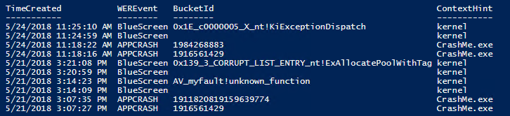 Typical output for this snippet