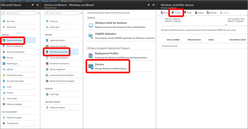 Intune device import