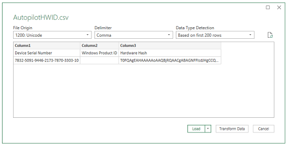 Serial number and hardware hash