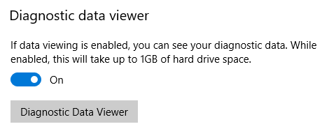 Location to turn on the Diagnostic Data Viewer
