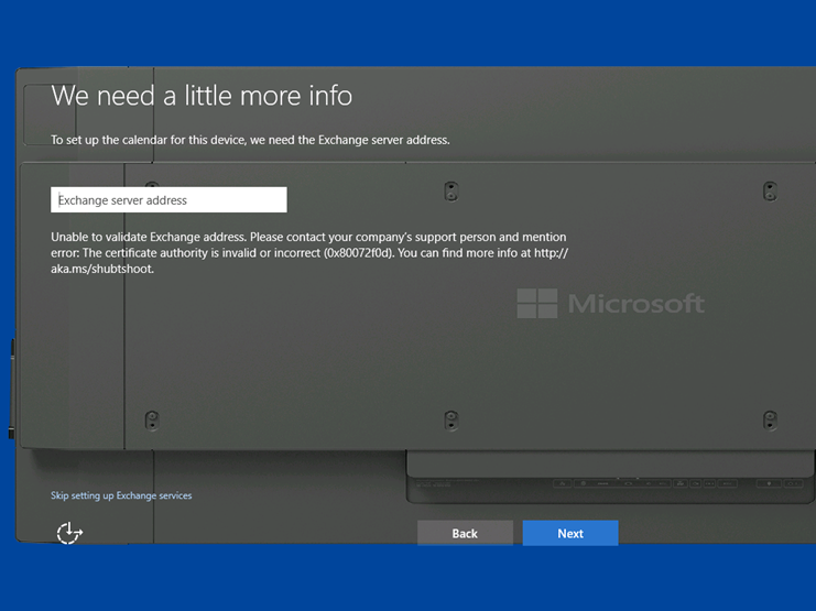 Image showing Exchange server page.
