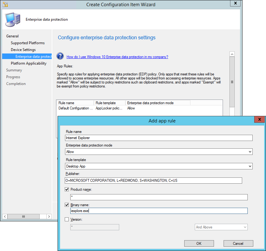 Create Configuration Item wizard, add a classic desktop app