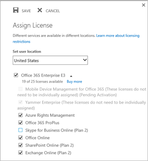 assign license for Skype for Business online.