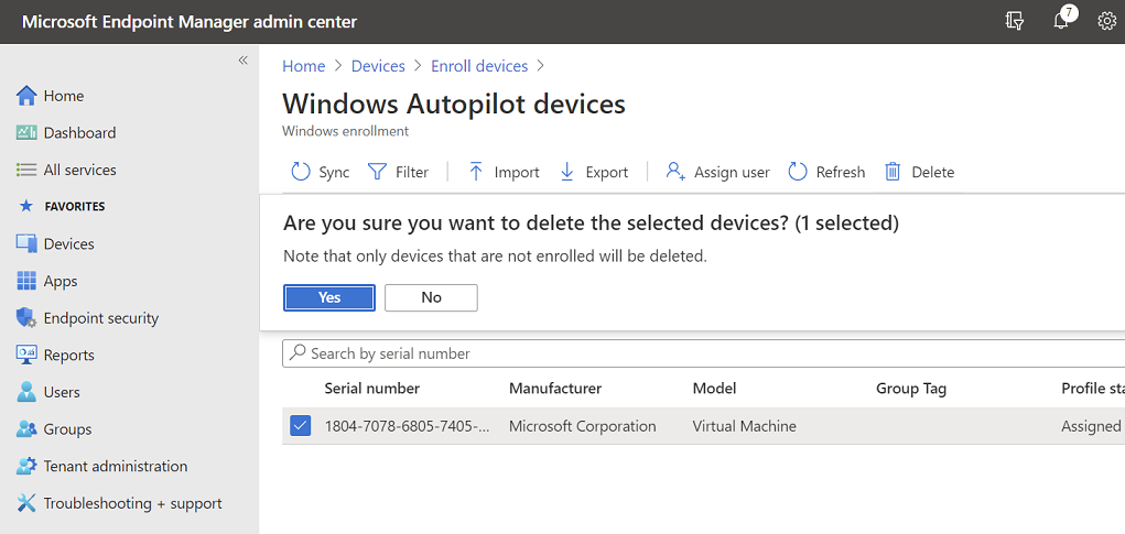 Delete device.