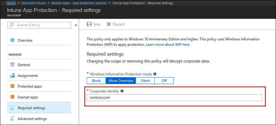 Microsoft Intune, Set your corporate identity for your organization