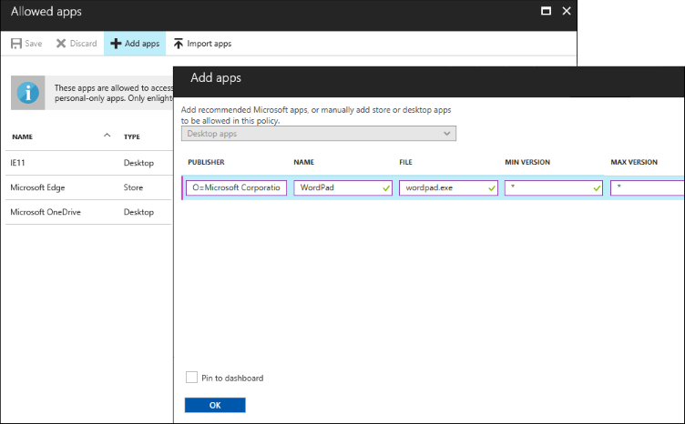 Microsoft Azure Intune management console: Adding Desktop app info