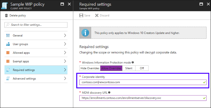 Microsoft Azure Intune, Set your corporate identity for your organization