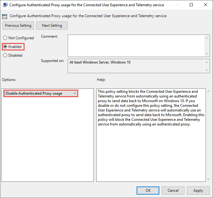 Image of Group Policy setting