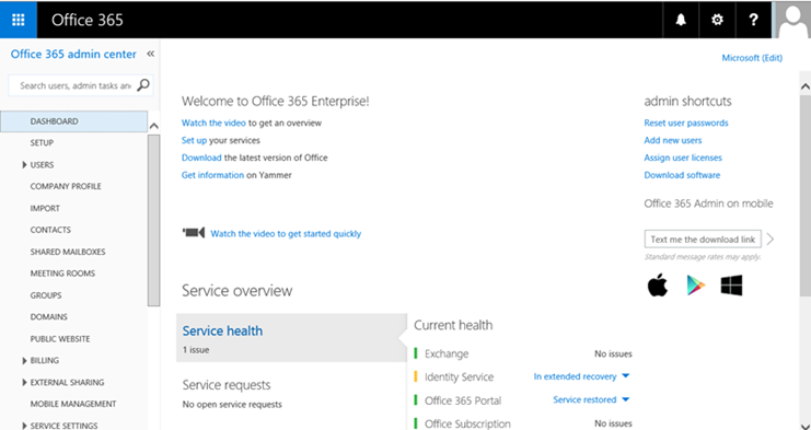 Microsoft 365 admin center.