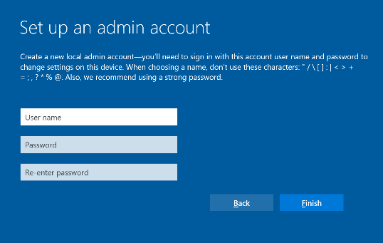 * Set up an admin account*