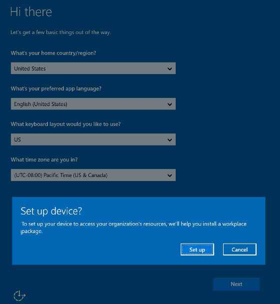 * Enter regional settings for provisioning package*