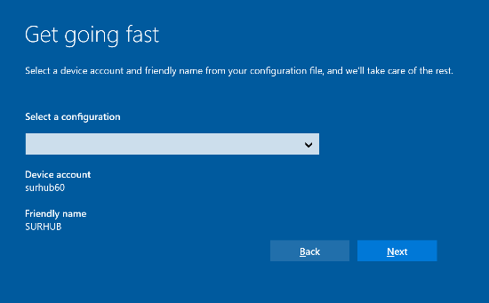 * Select a device account and friendly name from your configuration file*