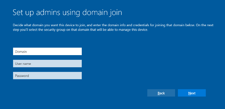 * Setup admins using domain join *