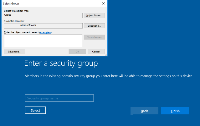 * Enter a security group *
