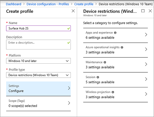 Set device restrictions for Surface Hub 2S.