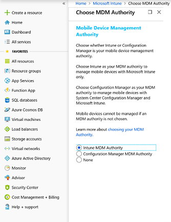 Choose MDM authority