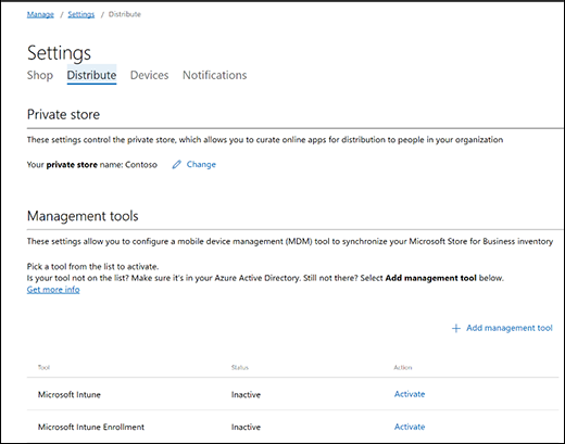 Add Intune as your management tool